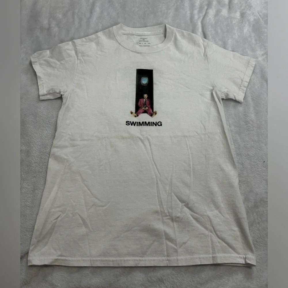 Mac Miller‎ Swimming Graphic T-Shirt Album Cover Music Tee White Size M